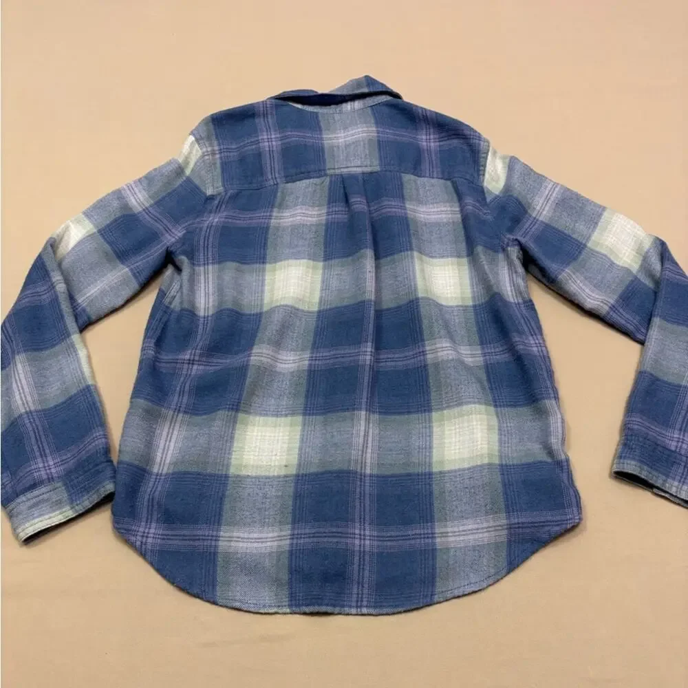 Abercrombie Kids Blue and Purple Girl's Plaid Flannel Button Shirt Size 9/10